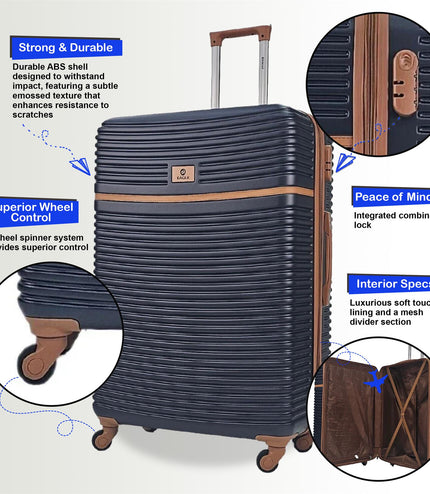 Caistor Set of 3 Hard Shell Suitcase in Navy