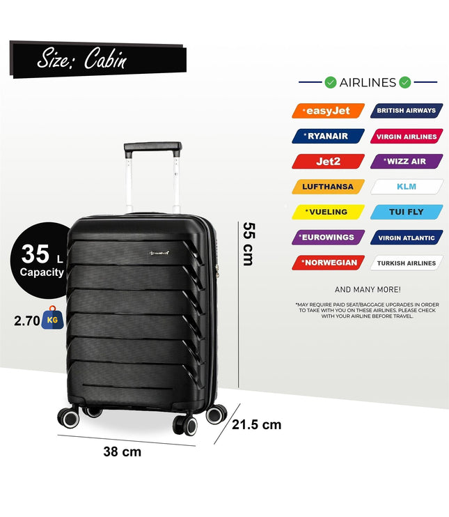 Cleckheaton Cabin Hard Shell Suitcase in Black