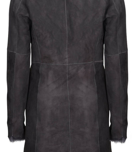 Womens Toscana Sheepskin Suede Trench Coat-Tbilisi - Grey