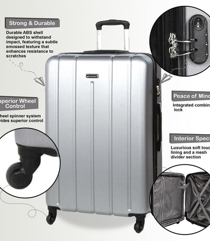 Coalville Set of 3 Hard Shell Suitcase in Silver