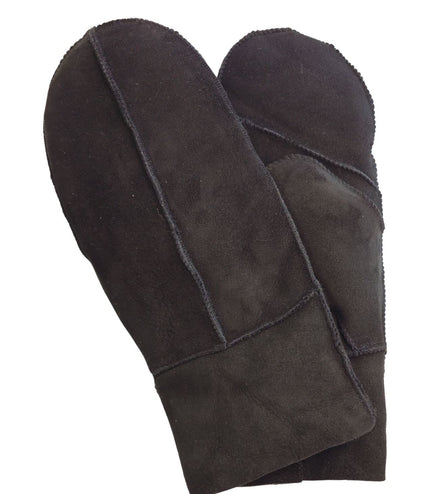 Infinity Leather Womens Black Genuine Real Sheepskin Suede Mittens Warm Gloves