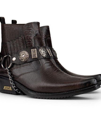 Men's Brown Leather Winklepicker Western Gothic Boots