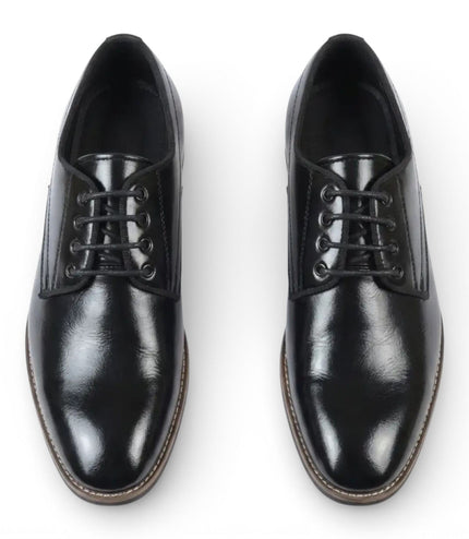 Men's Black Classic Plain Toe Lace-Up Derby Brogue Formal Shoes