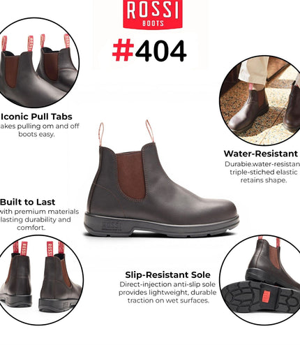 Rossi 404 Claret Brown Leather Outdoor Chelsea Boots - Spinifex