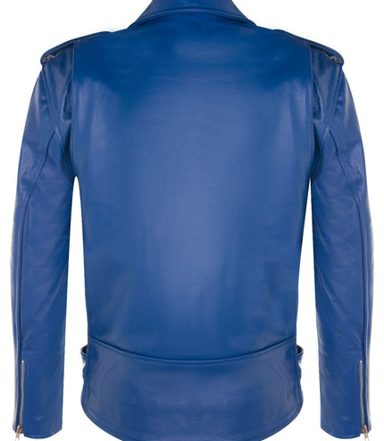 Mens Cow-Hide Black Brando Jacket -Venice - Blue
