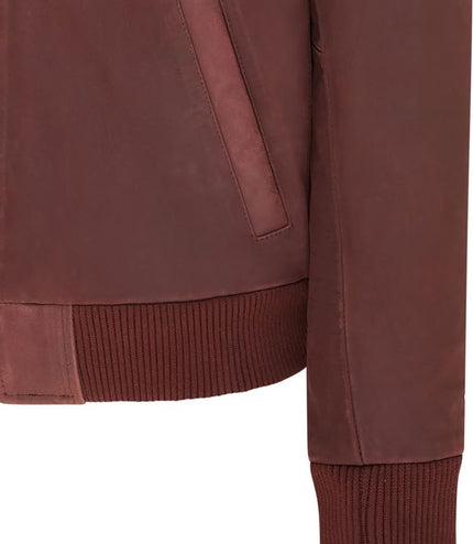Men's A2 US Airforce Cowhide Aniline Leather Bomber Jacket - Burgundy