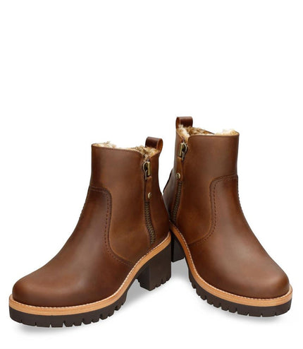 Panama Jack Women's Pauline B9 Bark Waterproof Leather Heeled Ankle Boots