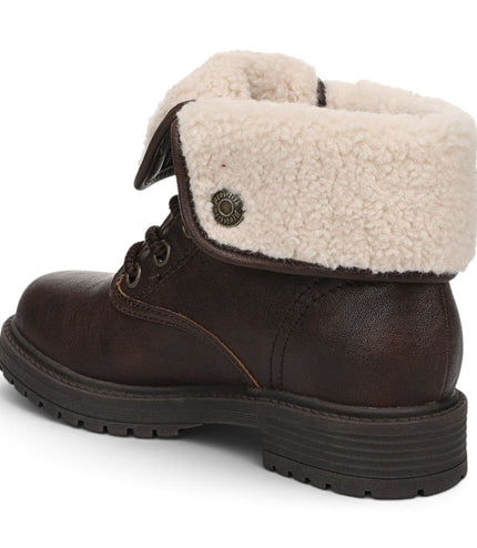 Blowfish Malibu Women's Brown Faux Leather Lace Up Winter Boots - Andy-Cozy