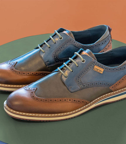 Pikolinos Men's Brandy Brown Leather Brogue Lace-Up Oxford Shoes - Avila