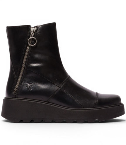 Fly London Women’s Black Leather Zip-up Platform Ankle Boots - TARP553FLY
