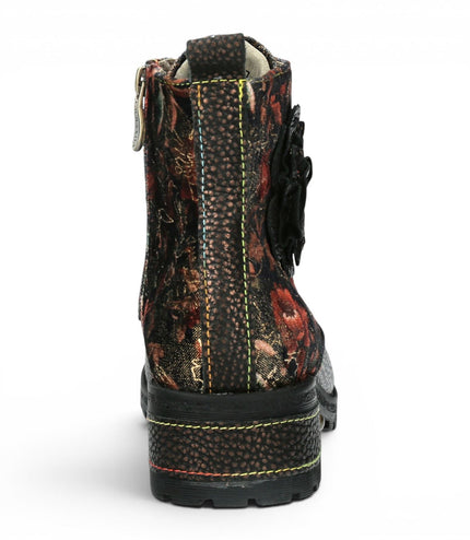 Laura Vita Women's Gothic Victorian Floral Bronze Leather Lace-up Boots - Cocrailo-47