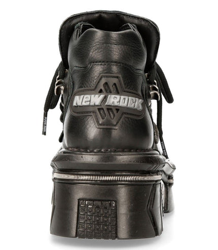 New Rock Unisex Metallic Black Leather Gothic Techno Boots - M-215-S6