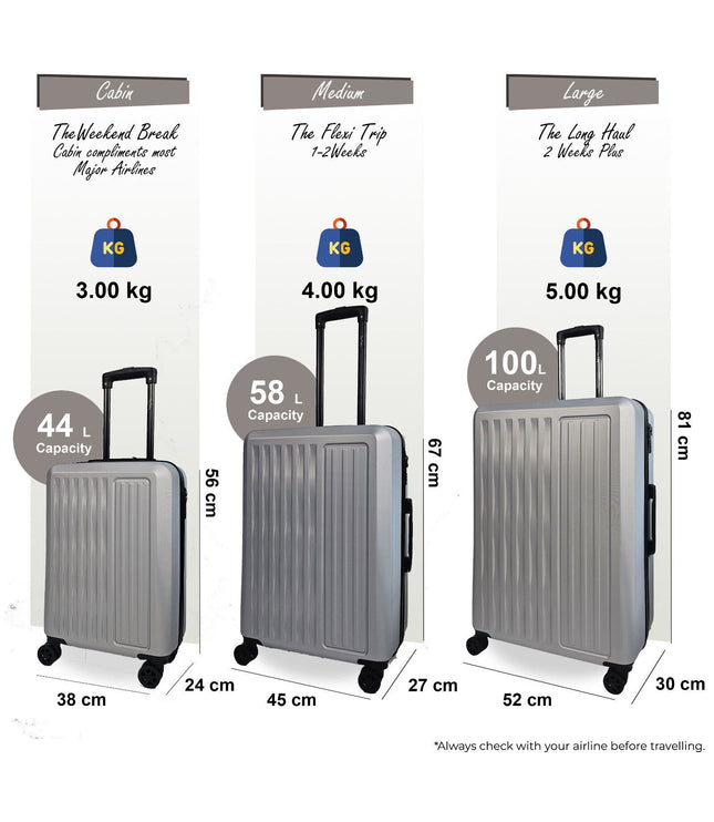 Croydon Set of 3 Hard Shell Suitcase in Silver