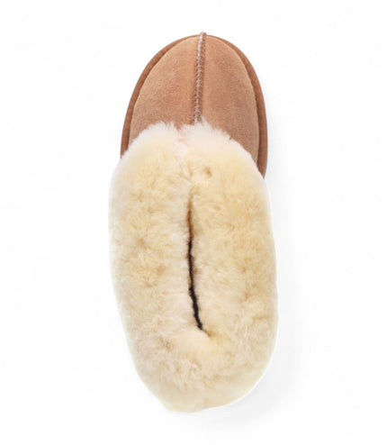 Women's Sheepskin Suede Ankle Tan Slip-On Bootie Winter - Glacier