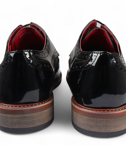 Justin Reess Men's Butterfly Print Patent Leather Brogue Shoes - Julius