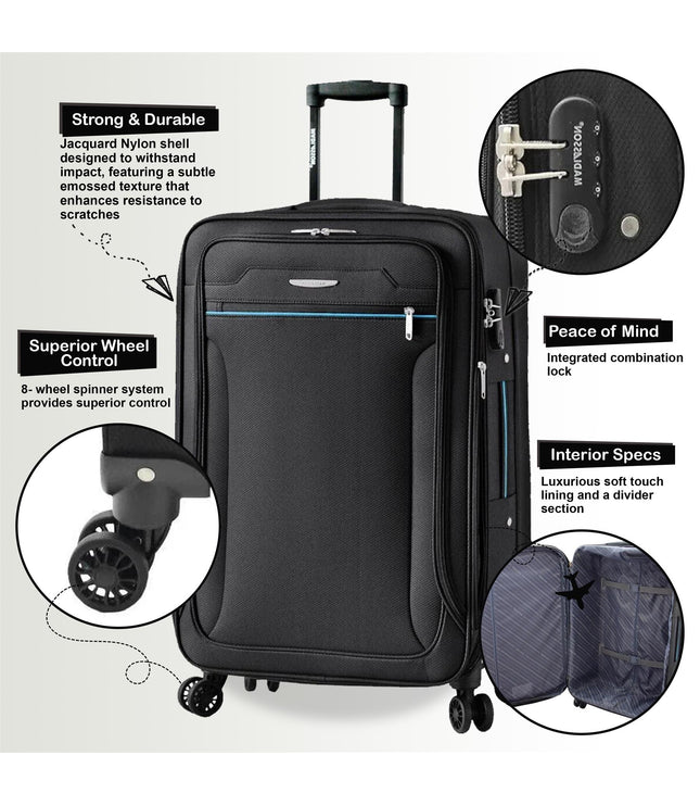 Cinderford Set of 4 Soft Shell Suitcase in Black