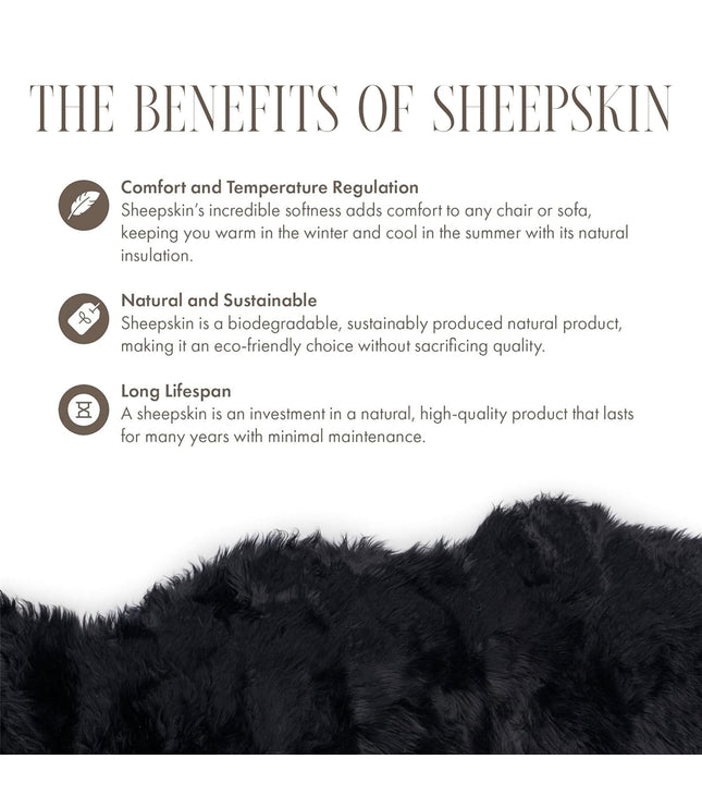 Genuine Sheepskin Black  40x40cm Real Wool Single Sided Cushion