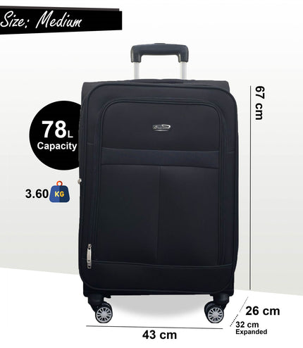 Forbes Medium Soft Shell Suitcase in Black