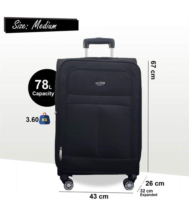 Forbes Medium Soft Shell Suitcase in Black