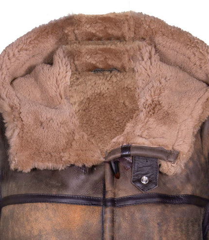 Mens Antique Sheepskin Duffle Coat-Arona