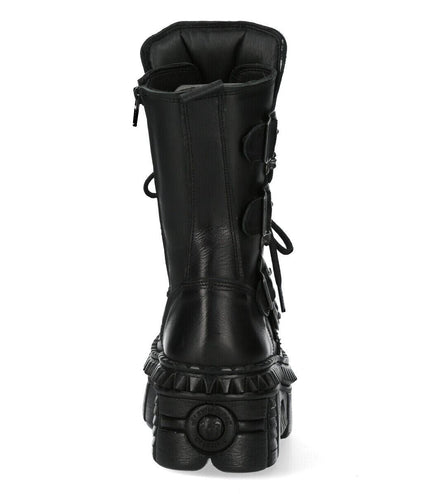 New Rock Mid-Calf Leather Platform Boots-WALL373-S6