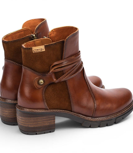 Pikolinos Women’s Brown Leather Zipped Heel Ankle Boots - San Sebastia