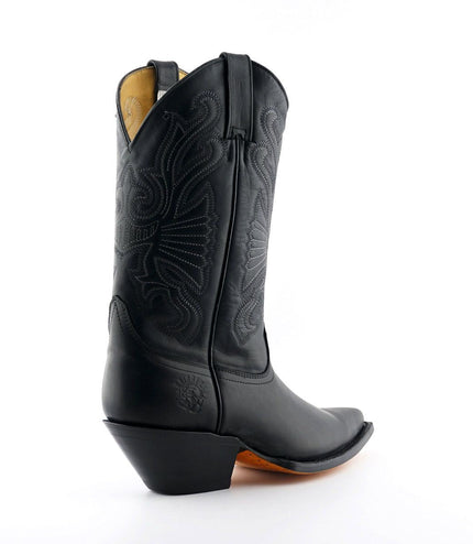 Grinders Black Leather Western Cowboy Boots - Buffalo