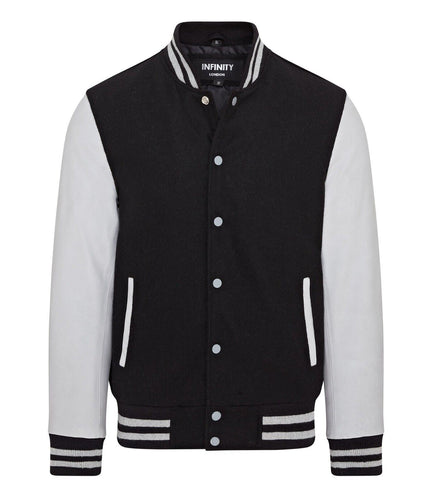 Letterman Baseball Wool Leather Varsity Bomber Jacket - Genoa - Black/Grey