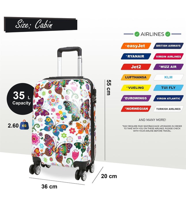Corbridge Cabin Hard Shell Suitcase in Butterfly