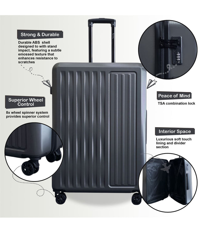Croydon Set of 3 Hard Shell Suitcase in Grey