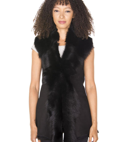 Women's Toscana Sheepskin Long Gilet-Sorocaba - Grey