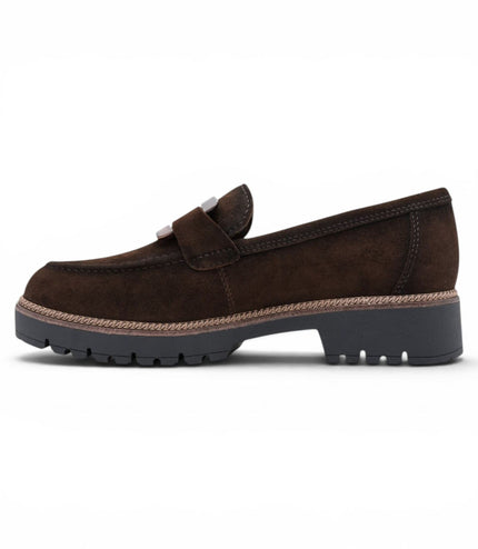 Tamaris Women's Brown Suede Leather Loafer Casual Shoes - 24722-43