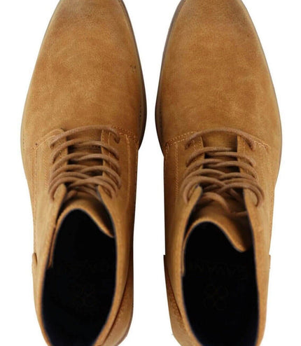 Mens Camel Matt Suede Lace Up Ankle Boots