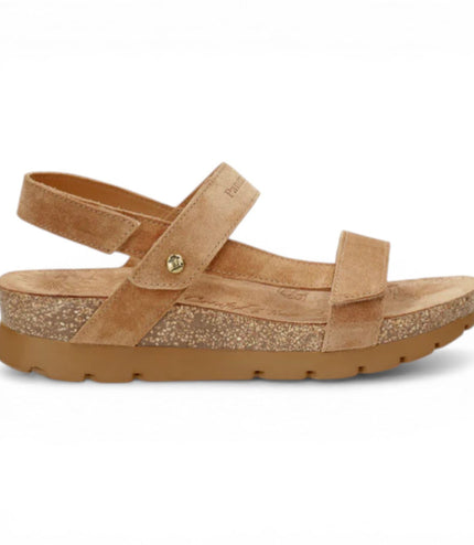 Panama Jack Women's Wedge Bark Brown Suede Leather Sandals - Selma B10