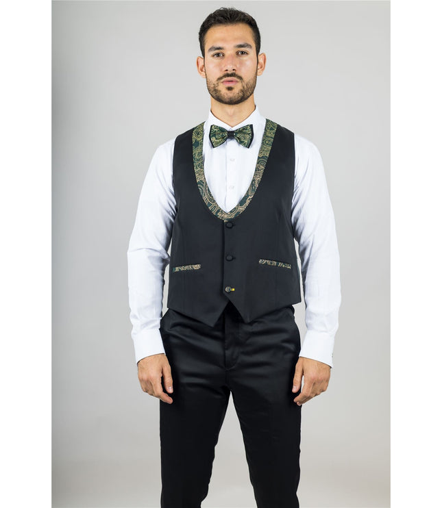Men's 4 Piece Green Paisley Wedding Suit Tailor Fit