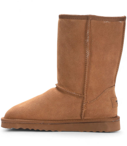 Women's Genuine Sheepskin Chestnut Suede Slip-On Ankle Winter Boots - Dusk