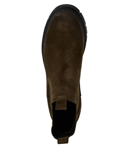 Tamaris Womens Olive Green Suede Leather Classic Chelsea Ankle Boots