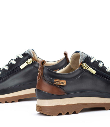 Pikolinos Women's Ocean Blue Leather Laces & Zipper Trainers - Vigo