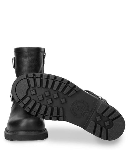 Panama Jack Women's Felina B9 Black Waterproof Leather Buckle Ankle Boots