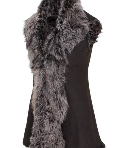 Women's Black Toscana Shearling Nappa Leather Sheepskin Gilet - Parkes