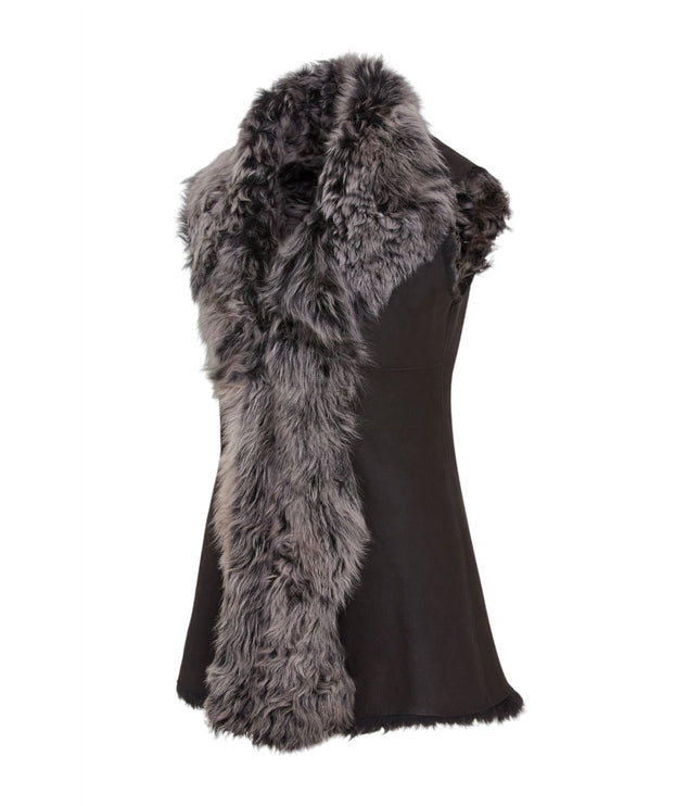 Women's Black Toscana Shearling Nappa Leather Sheepskin Gilet - Parkes