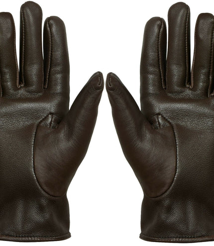 WOMENS BROWN CLASSIC SOFT REAL 100% LEATHER GLOVES THERMAL LINED DRIVING FITTED