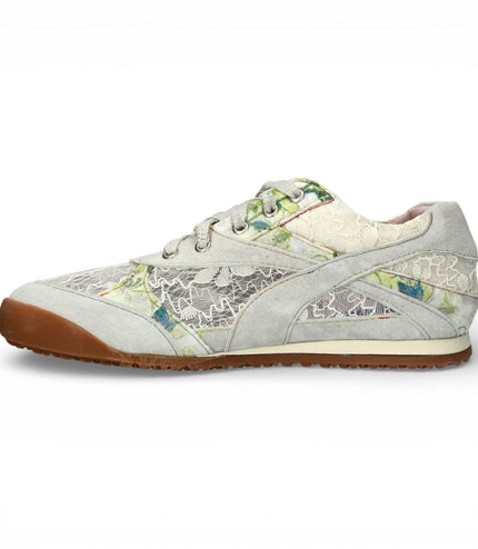 Laura Vita Women's Tivanao-05 Beige Floral Leather Trainers Sneaker Shoes