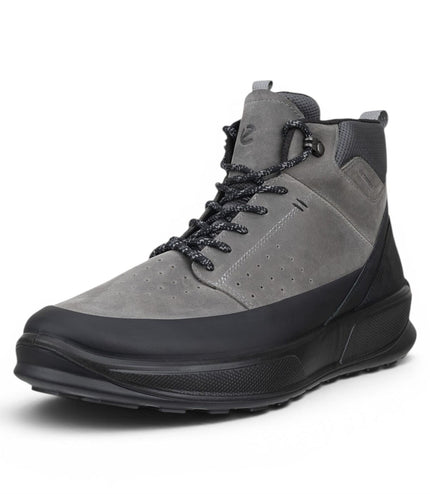 Ecco Men's Waterproof Black Grey Leather Outdoor Walking Boots - Byway 2.0