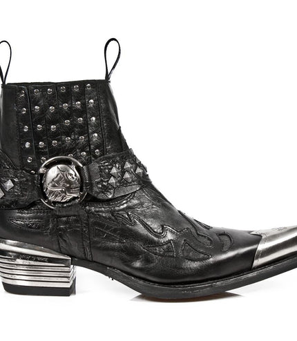 New Rock Black Metal Gothic Ankle Boots - 7950P-S1