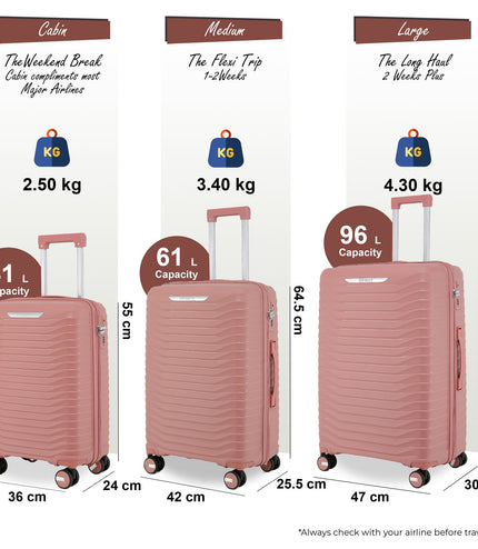 Burnaby Set of 3 Hard Shell Suitcase in Pink