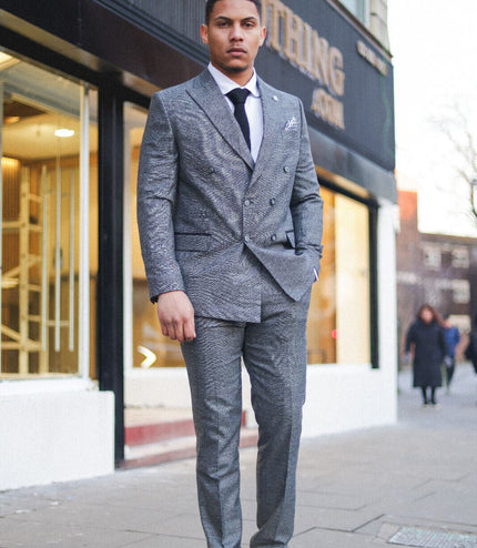 Men's Classic Grey Double Breasted 2-Piece Suit