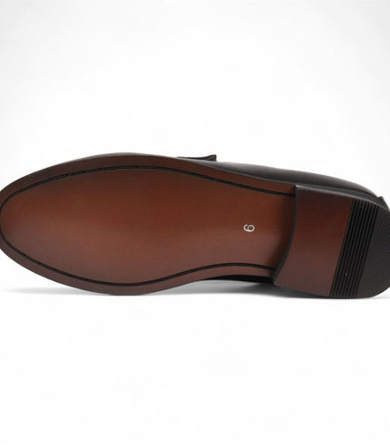 Men's Black Loafers with Gold Buckle Smart Slip-On Shoes