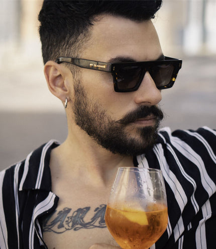 De-Gamme Brown Rectangle Thick Frame Polarized Sunglasses - Valencia