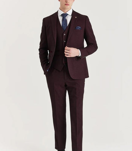 Men's Wine Suit Trouser Prince Of Wales Formal Trouser